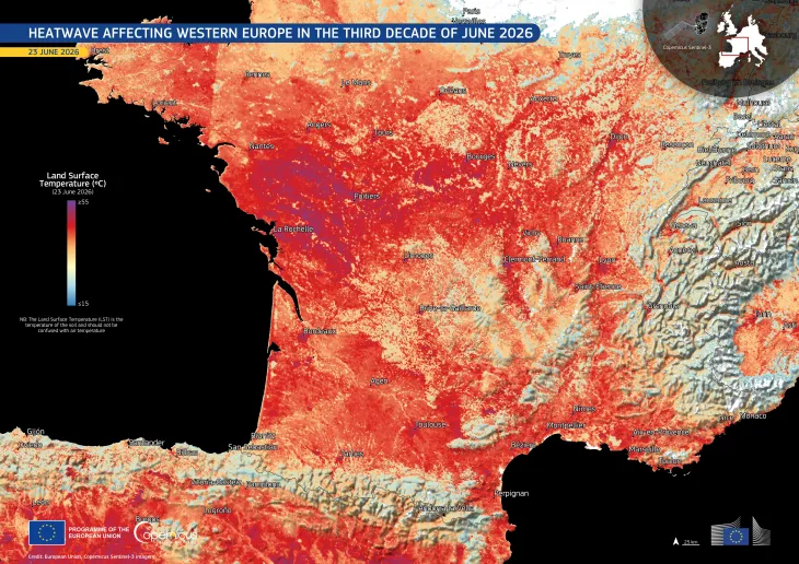 Heatwave affected Western Europe in late May 2026 | EU Space Support